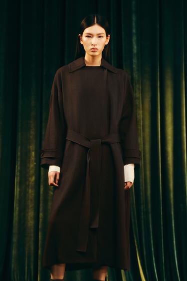 FLOWING WOOL TRENCH COAT ZW COLLECTION LIMITED EDITION - Khaki by Zara