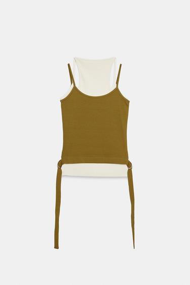 DOUBLE CONTRAST TOP - ECRU by Zara - Image 4