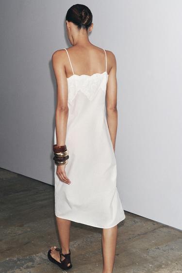 ROBE À BRETELLES BRODÉE ZW COLLECTION - Blanc de Zara - Image 3
