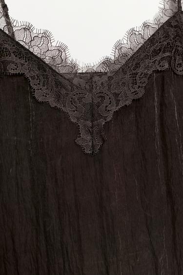 LACE-TRIMMED CAMISOLE TOP - Brown by Zara - Image 8