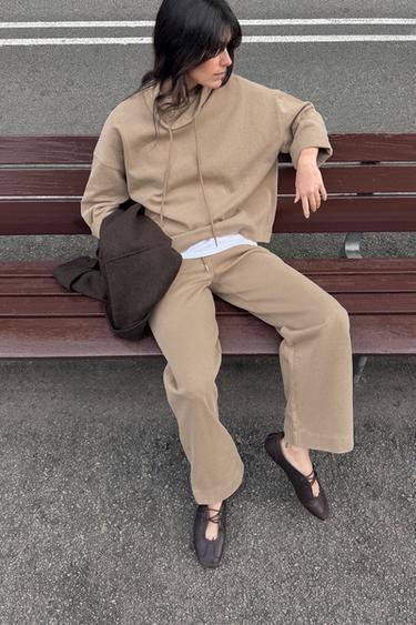 WASHED-EFFECT INTERLOCK SWEATSHIRT - Mink by Zara