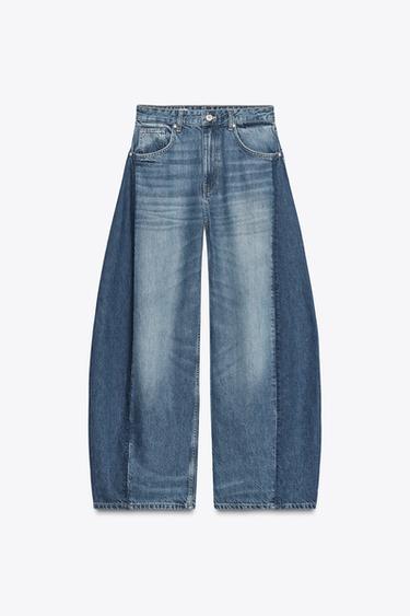 Zara HIGH WAIST OVERSIZE BALLOON JEANS - Navy blue