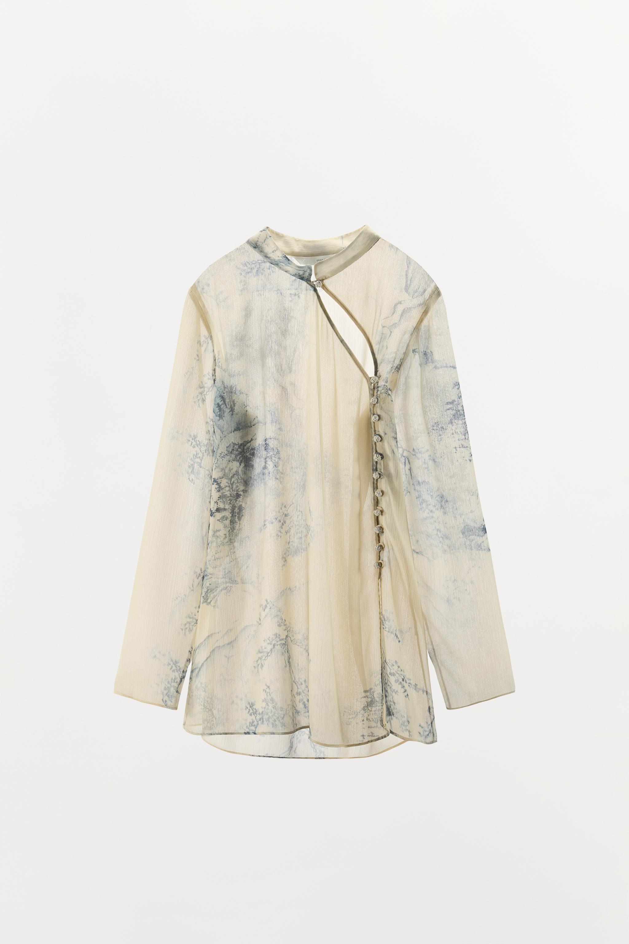 Женские рубашки Zara ZW COLLECTION PRINTED BUTTON-UP SHIRT — фото 6