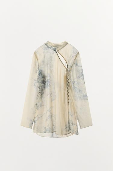 ZW COLLECTION PRINTED BUTTONED SHIRT - Ecru by Zara