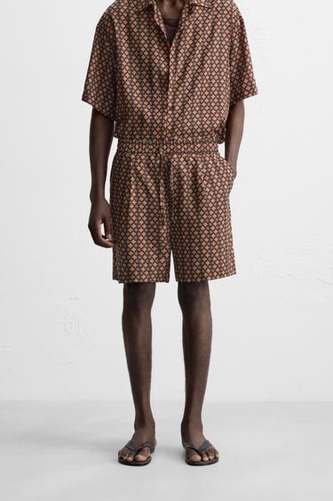 BERMUDA À IMPRIMÉ GÉOMÉTRIQUE - Marron de Zara - Image 1