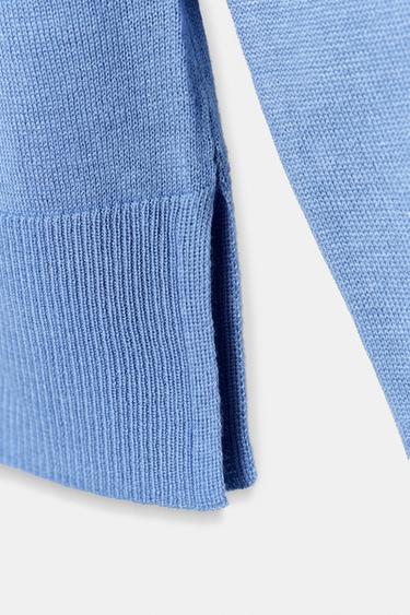 PULL BASIQUE EN MAILLE FINE - Bleu chiné de Zara - Image 9