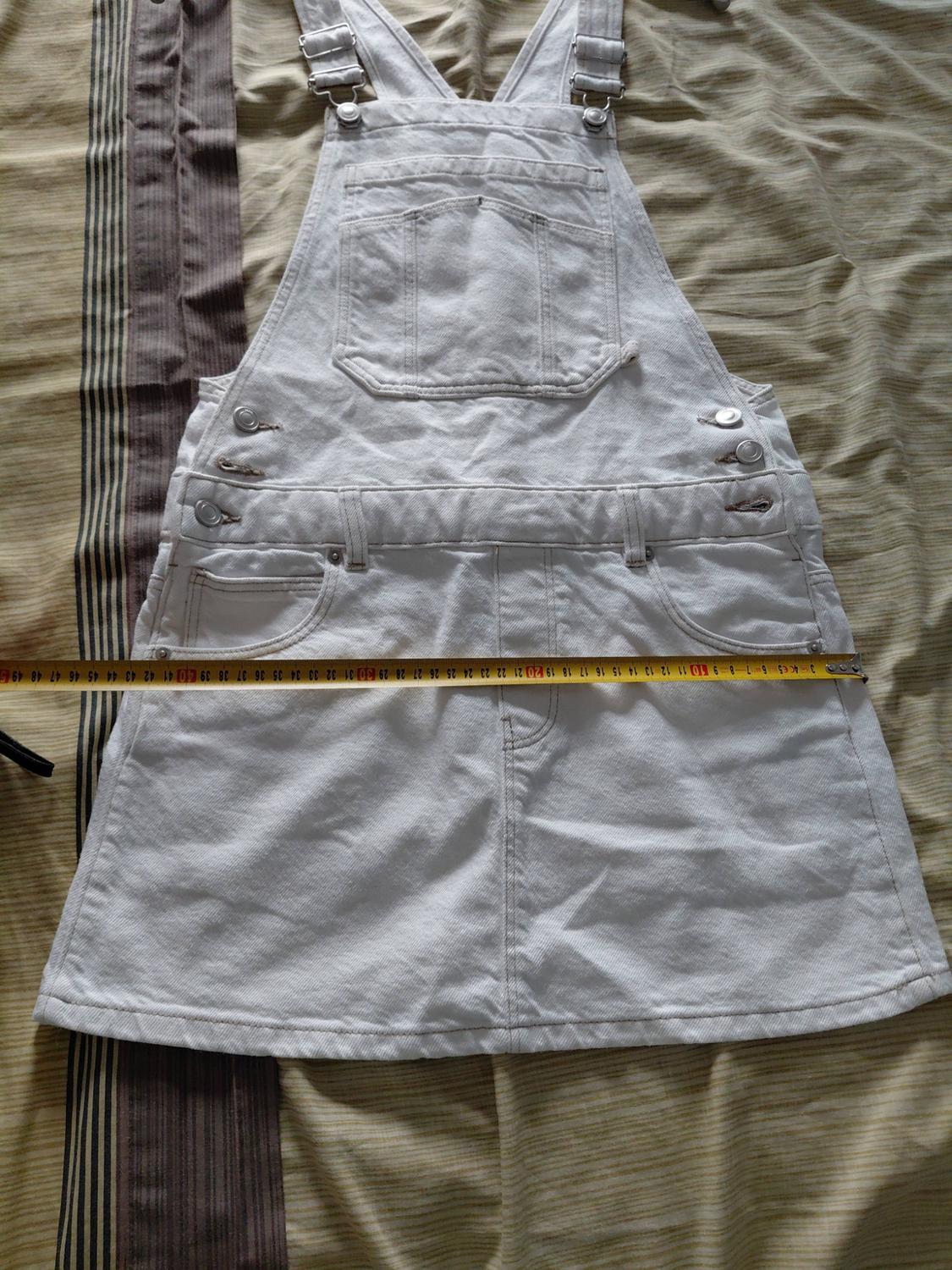 CONTRAST STITCH DENIM PINAFORE DRESS - Image 6