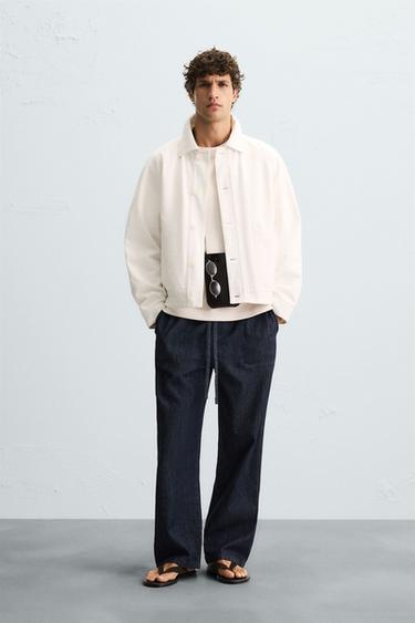 Zara LINEN-COTTON JACKET - Ecru