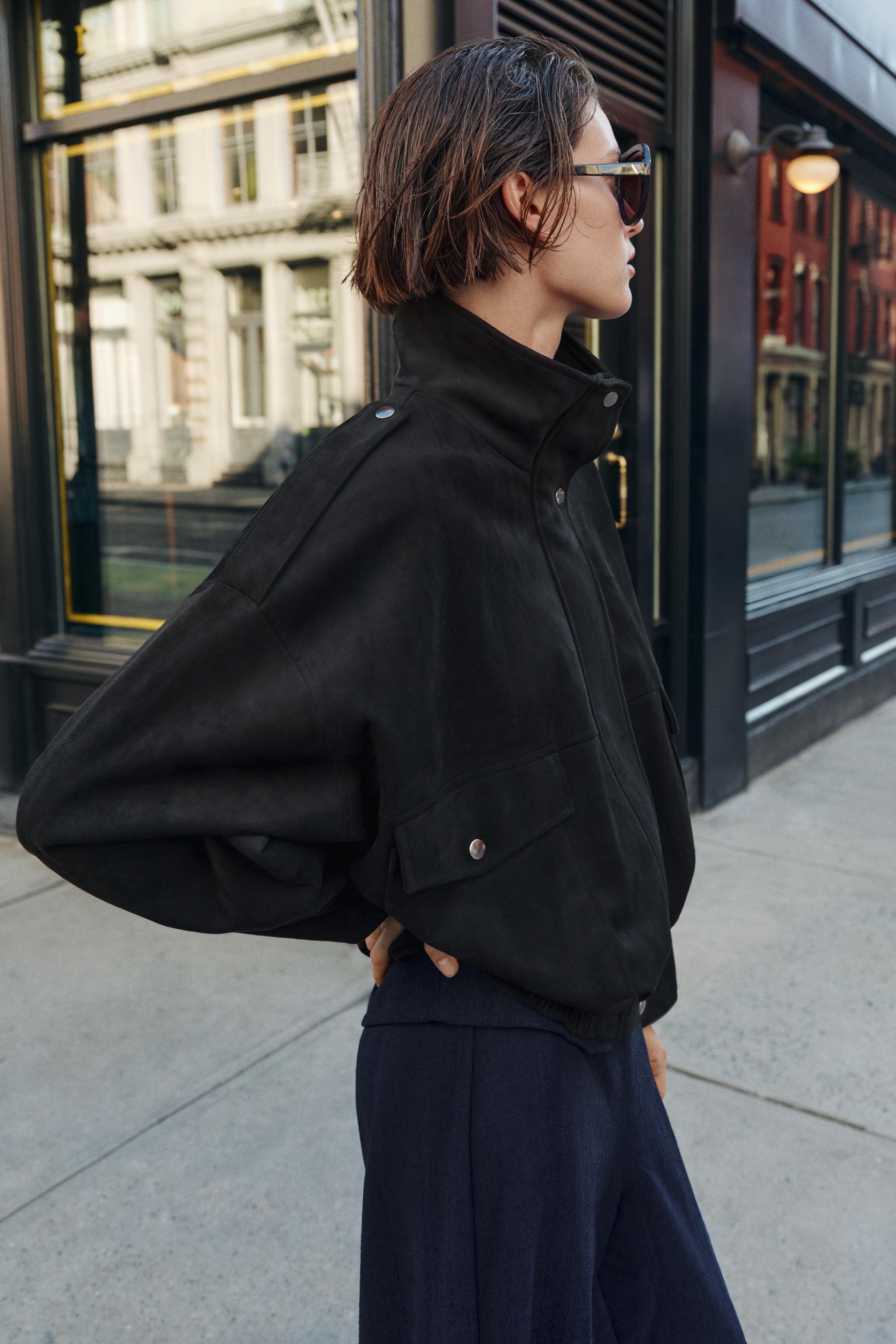 Zara Suni Süet Bomber Ceket görsel 3