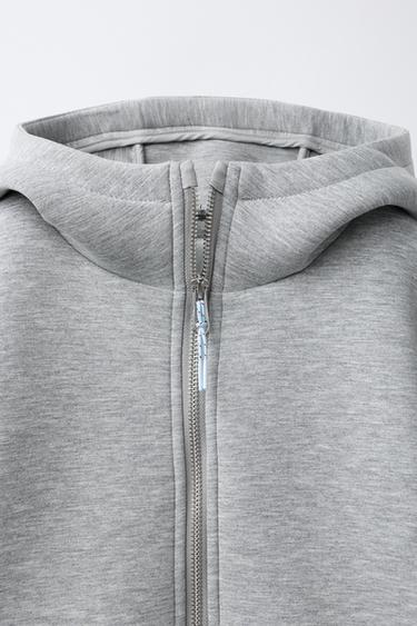 CHAQUETA CAPUCHA NEOPRENO - Gris vigoré de Zara