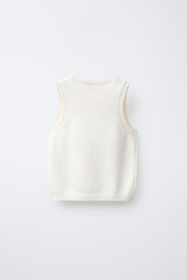 BEADED KNIT TOP - Ecru by Zara - Image 1
