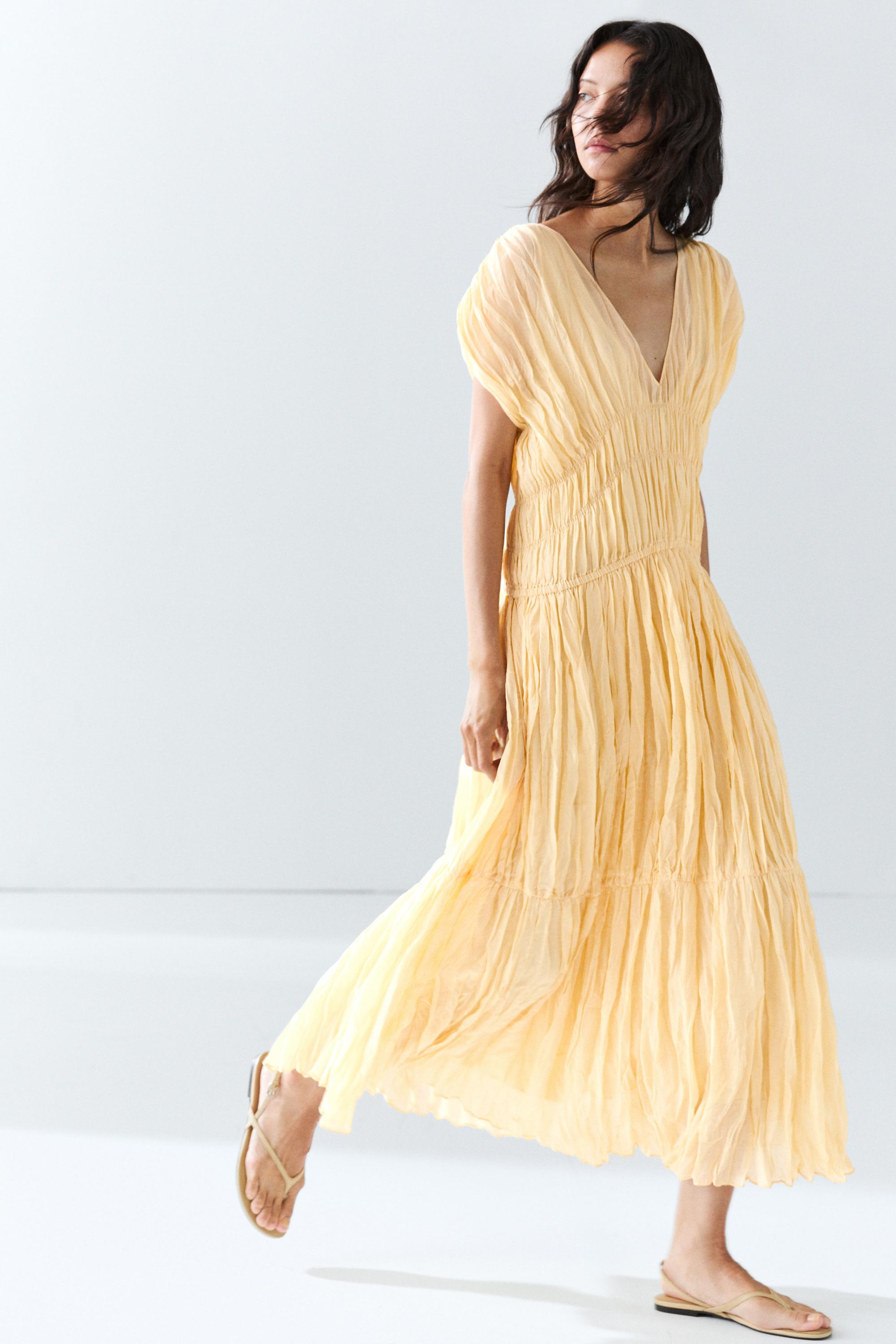 Flowing gathered midi dress