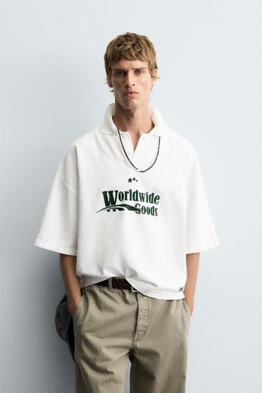 EMBROIDERED BOXY FIT POLO SHIRT - White by Zara