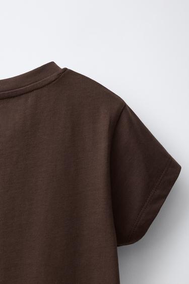 SLOGAN PRINT T-SHIRT - Brown by Zara - Image 3