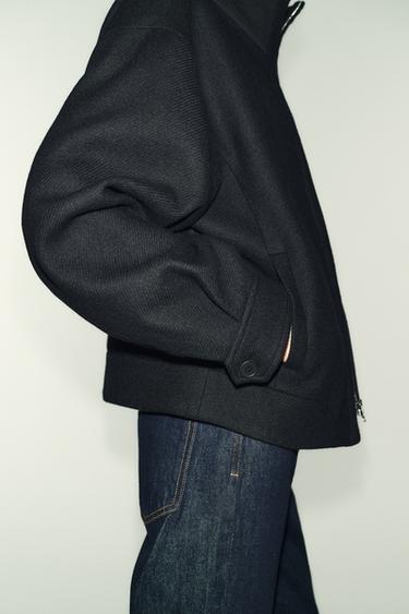 WOOL BLEND HIGH NECK SHORT COAT - Black by Zara - Image 5
