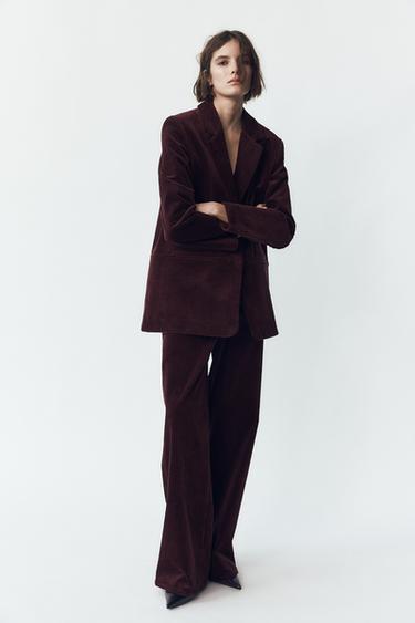 CORDUROY BLAZER - Burgundy by Zara - Image 0