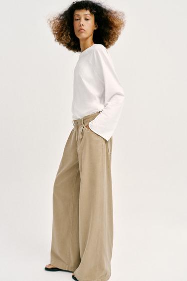 Z1975 WIDE-LEG HIGH-WAIST JEANS WITH DARTS - Sand by Zara - Image 4