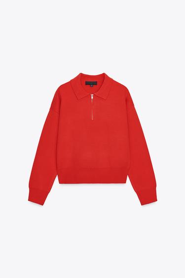 JERSEY POLO PUNTO - Rojo de Zara - Imagen 0