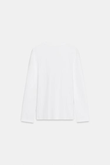 INTERLOCK LONG SLEEVE T-SHIRT - White by Zara - Image 3
