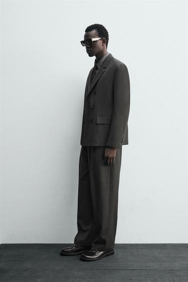 VESTE DE COSTUME CROISÉE AVEC LAINE - Gris foncé de Zara - Image 3