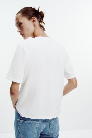 T-SHIRT FLEUR VOLUME - Blanc de Zara - Image 3