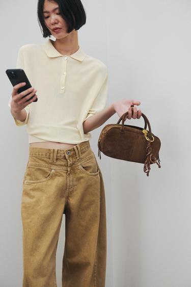 ダブルハンドル スプリットスエード仕上げミニバッグブラウン0Zaraのダブルハンドル スプリットスエード仕上げミニバッグ - ブラウン - 画像 0