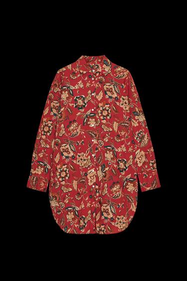 LANGE BLUSE MIT PRINT – ZW COLLECTION - Dunkelrot von Zara - Bild 0