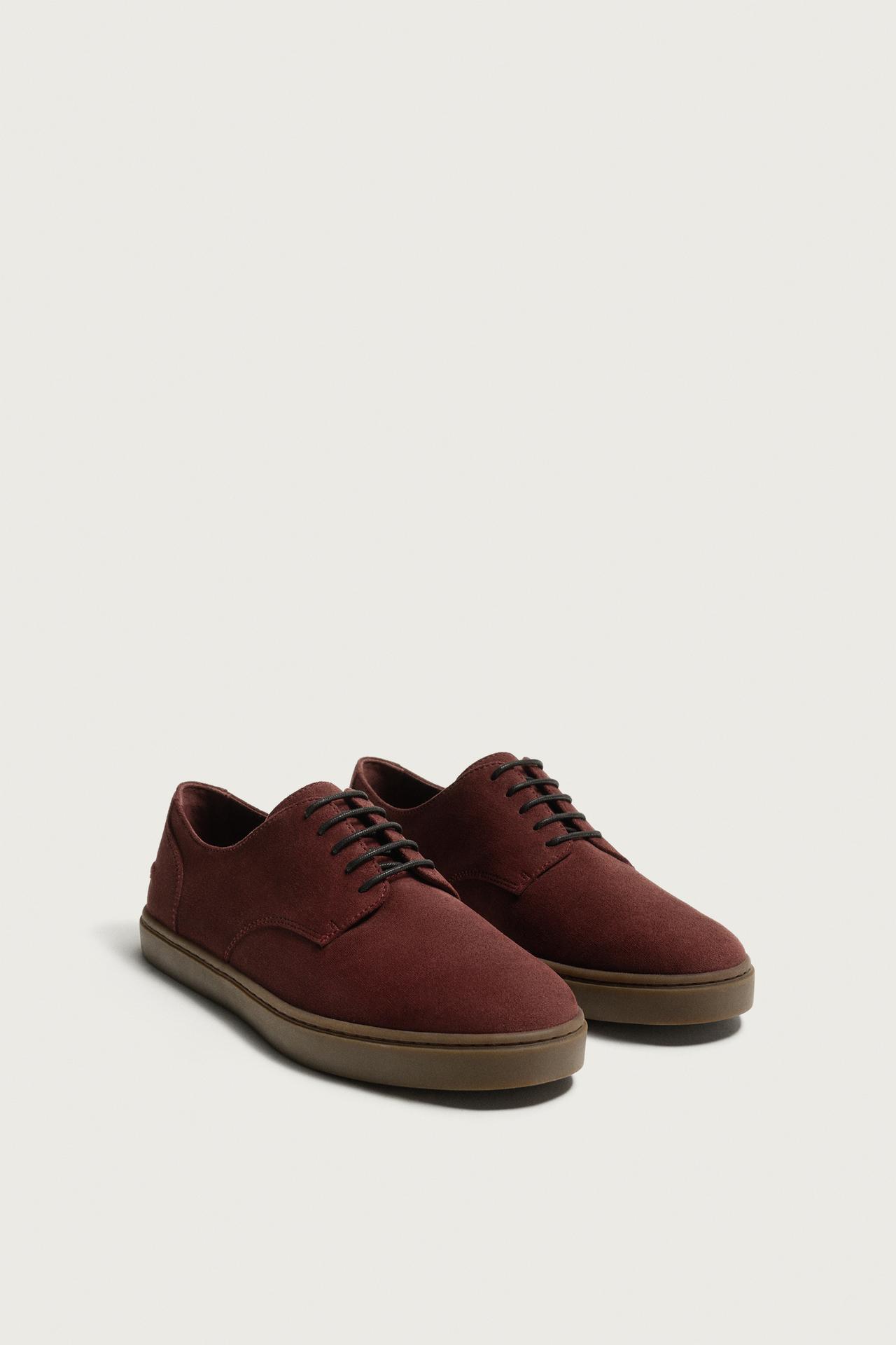 CASUAL LACE-UP SHOES — Burgundy Red