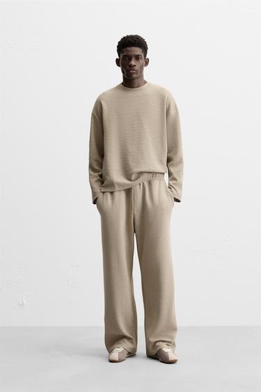 RAISED JACQUARD JOGGERS - Beige by Zara