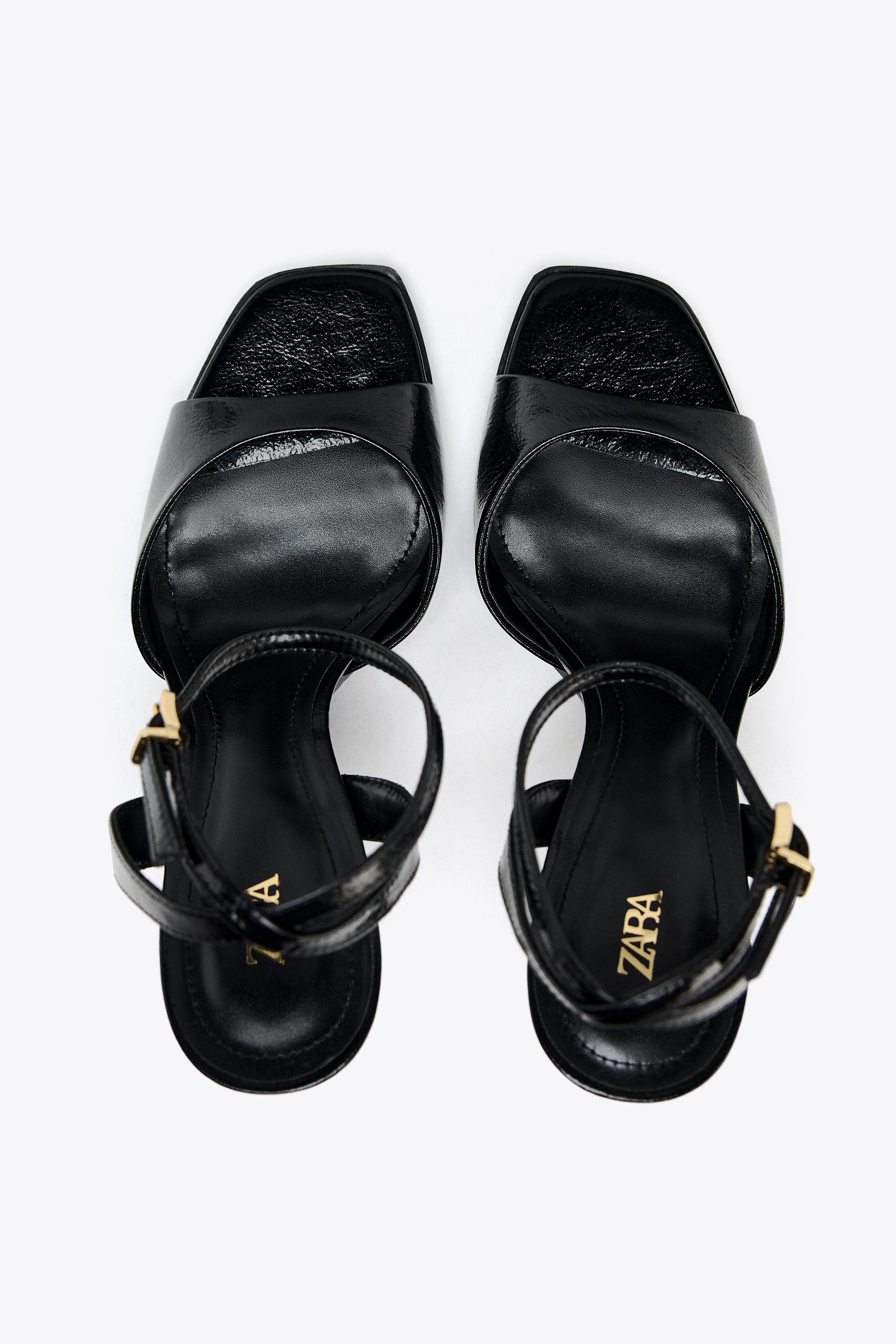 PATENT EFFECT HEELED SANDALS - White | ZARA United States