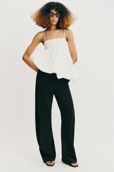 Zara BALLOON STRAP TOP - Oyster-white