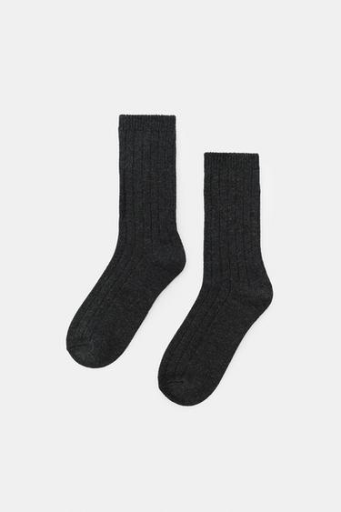CHAUSSETTES BASIQUES CANNELÉES - Gris chiné de Zara