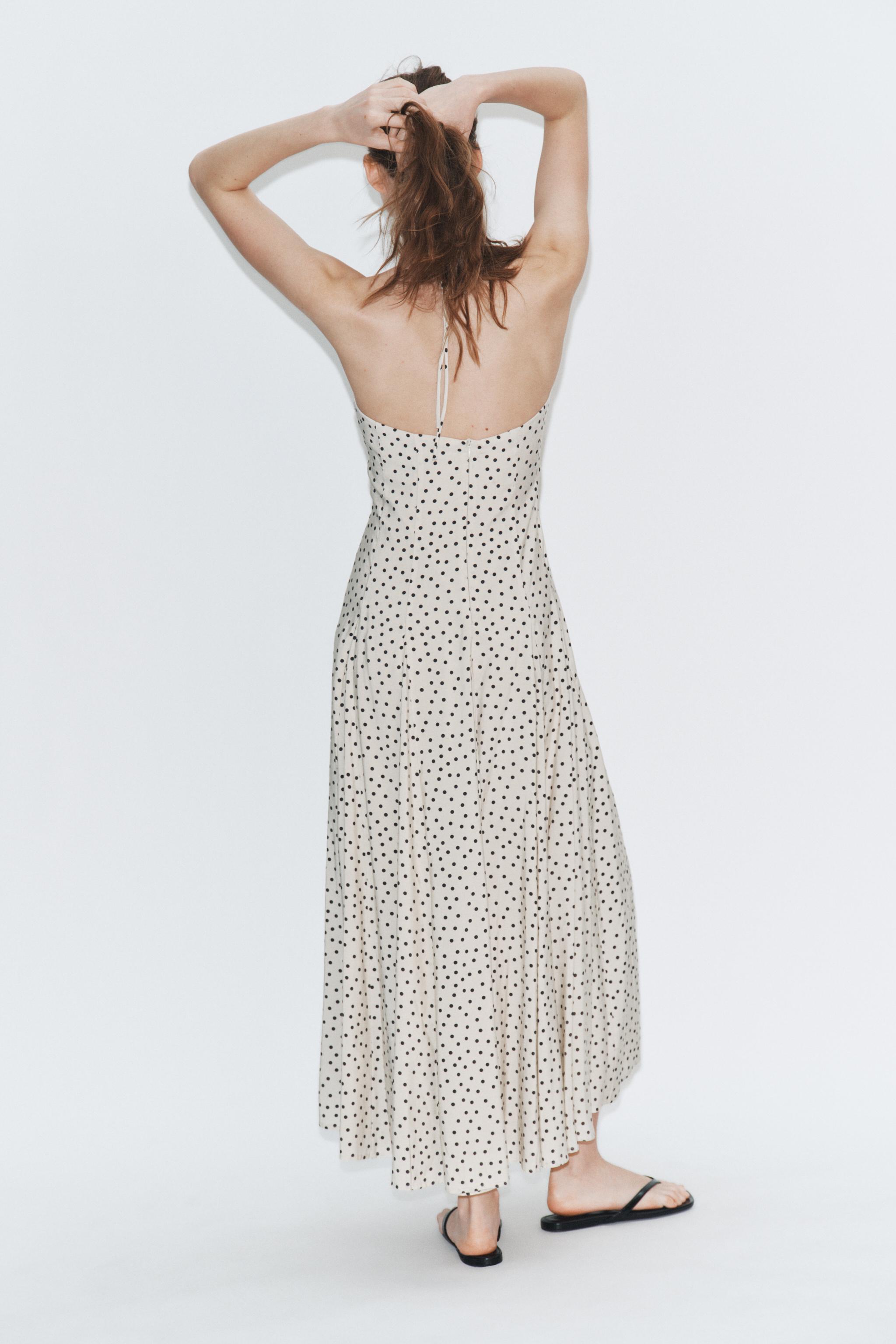Женские платья Zara POLKA DOT VOLUME HALTER MIDI DRESS — фото 3