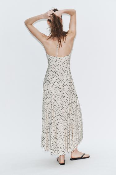 ROBE MI-LONGUE À POIS - Blanc / Noir de Zara - Image 2