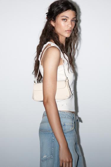 Zara FLAP SHOULDER BAG - white