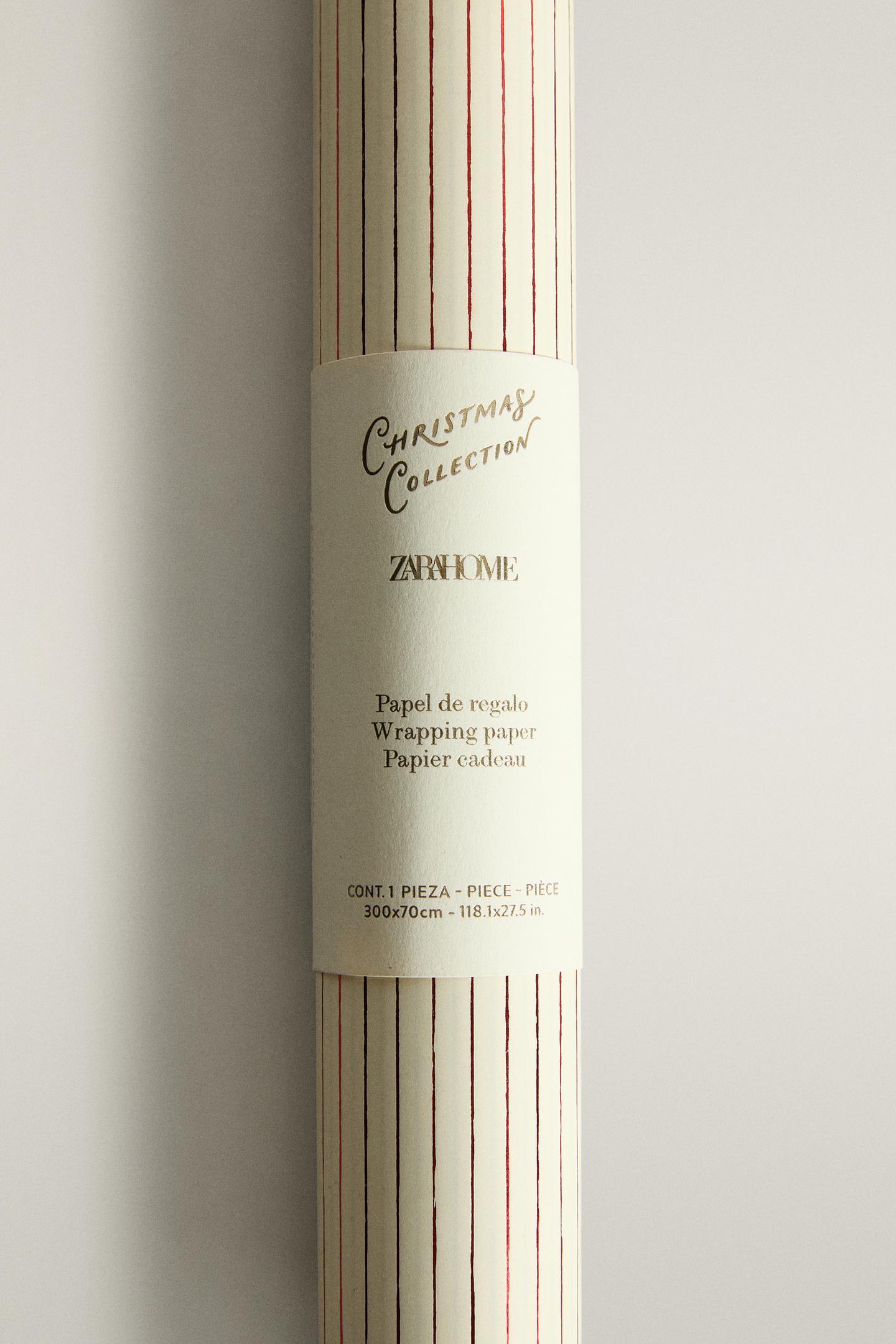 Zara Christmas Foil Stripe Gift Wrap, цвет: Красный — фото 2