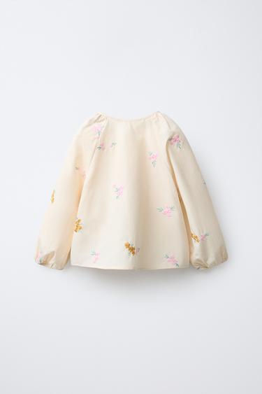 EMBROIDERED FLORAL SHIRT - Ecru by Zara - Image 1