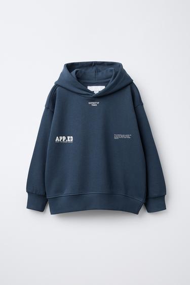 ENSEMBLE SWEAT À CAPUCHE ET PANTALON DE JOGGING INSCRIPTION - Bleu moyen de Zara - Image 1