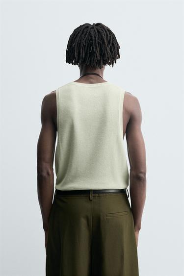 TEXTURED KNIT TANK TOP - Light blue by Zara - Image 2