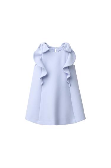 Zara RUFFLED AND BOW DRESS - Pastel blue