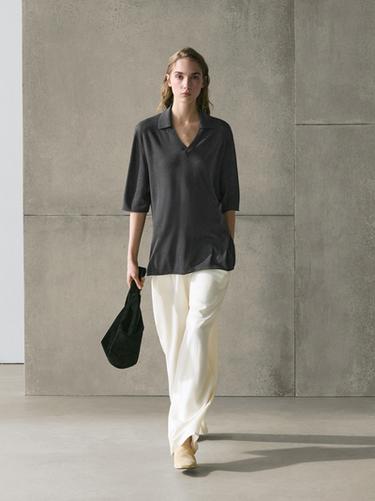 Zara Oversize silk and wool blend knit sweater - Charcoal gray