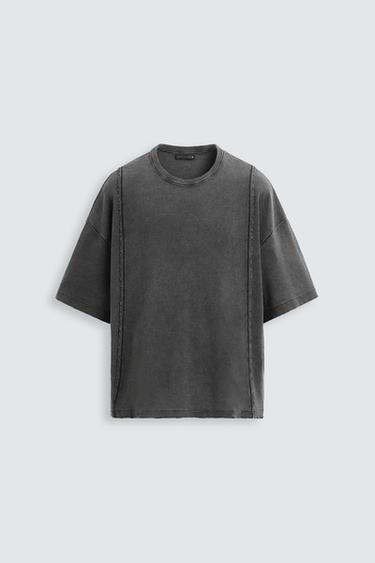 CAMISETA PUNTO LAVADO - Negro de Zara