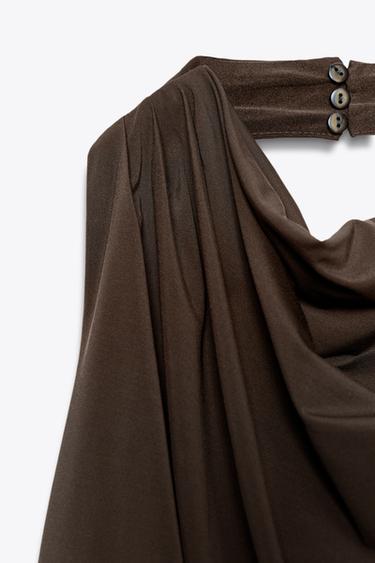 DRAPED HALTER TOP - Dark brown by Zara - Image 8