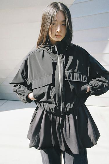 RUBBERISED HOODED JACKET - Black by Zara