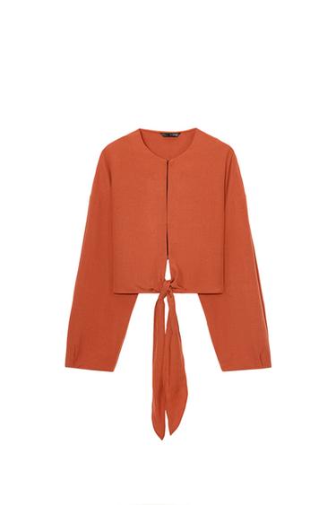 Zara CROPPED TIE TOP - Brick