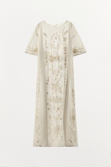 ROBE BRODERIES FANTAISIE ÉDITION LIMITÉE - Blanc cassé de Zara - Image 3