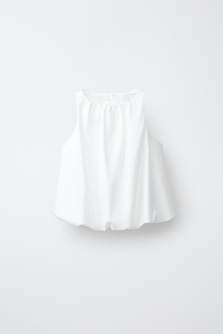 ポプリンパフトップス - ホワイト | ZARA Japan / 日本