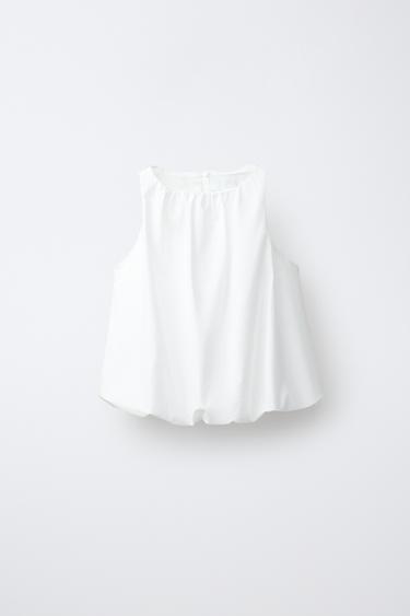 VOLUMINOUS POPLIN TOP - White by Zara