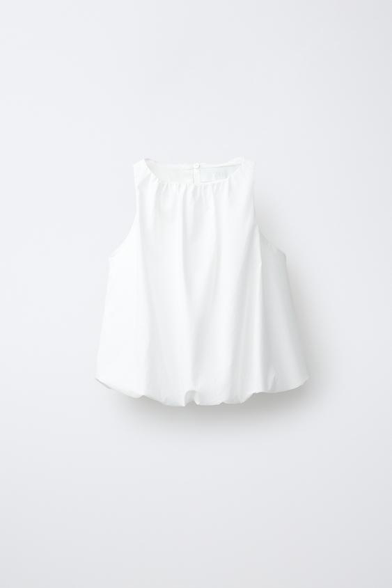 TOP ABULLONADO POPELÍN - Blanco de Zara - Imagen 0