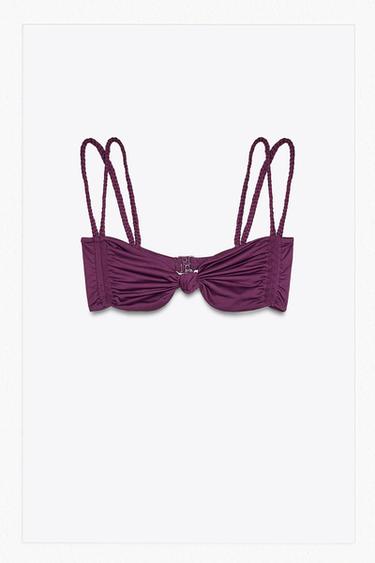 TOP BIKINI TIRANTE DOBLE TRENZA - Ciruela de Zara